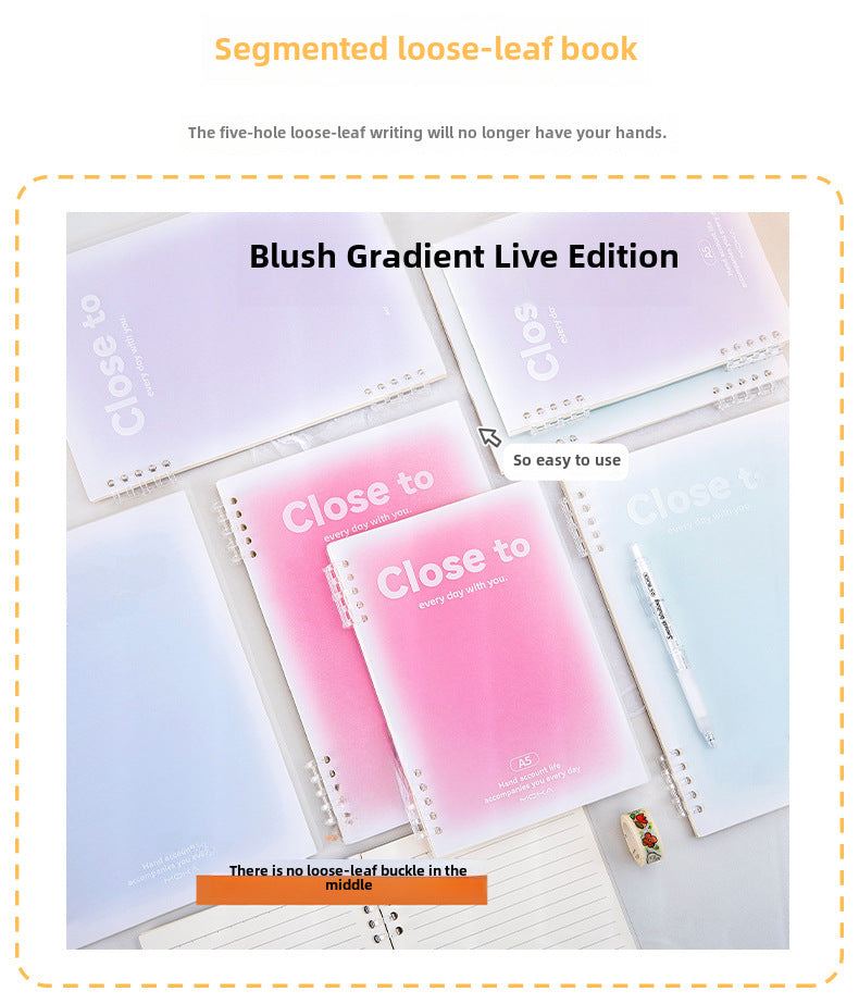 Gradient Blush Loose-Leaf Notebook - A5/B5 Student Notebook Eye Protection Paper