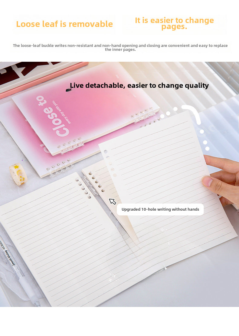 Gradient Blush Loose-Leaf Notebook - A5/B5 Student Notebook Eye Protection Paper