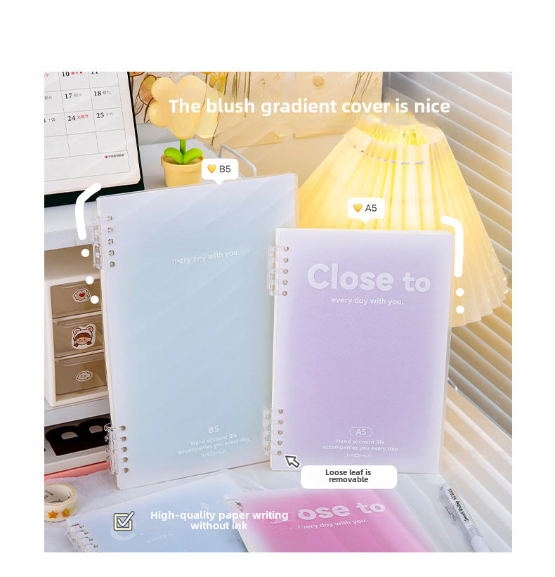 Gradient Blush Loose-Leaf Notebook - A5/B5 Student Notebook Eye Protection Paper