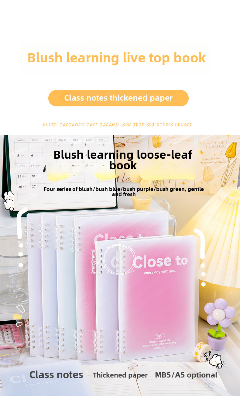 Gradient Blush Loose-Leaf Notebook - A5/B5 Student Notebook Eye Protection Paper