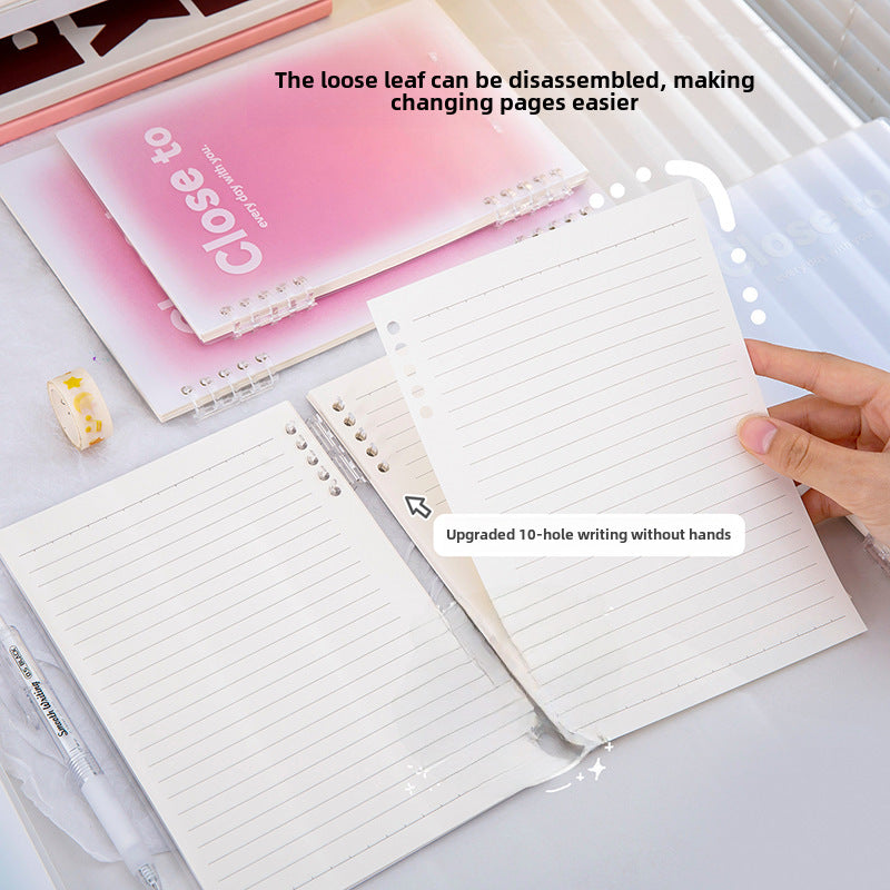 Gradient Blush Loose-Leaf Notebook - A5/B5 Student Notebook Eye Protection Paper