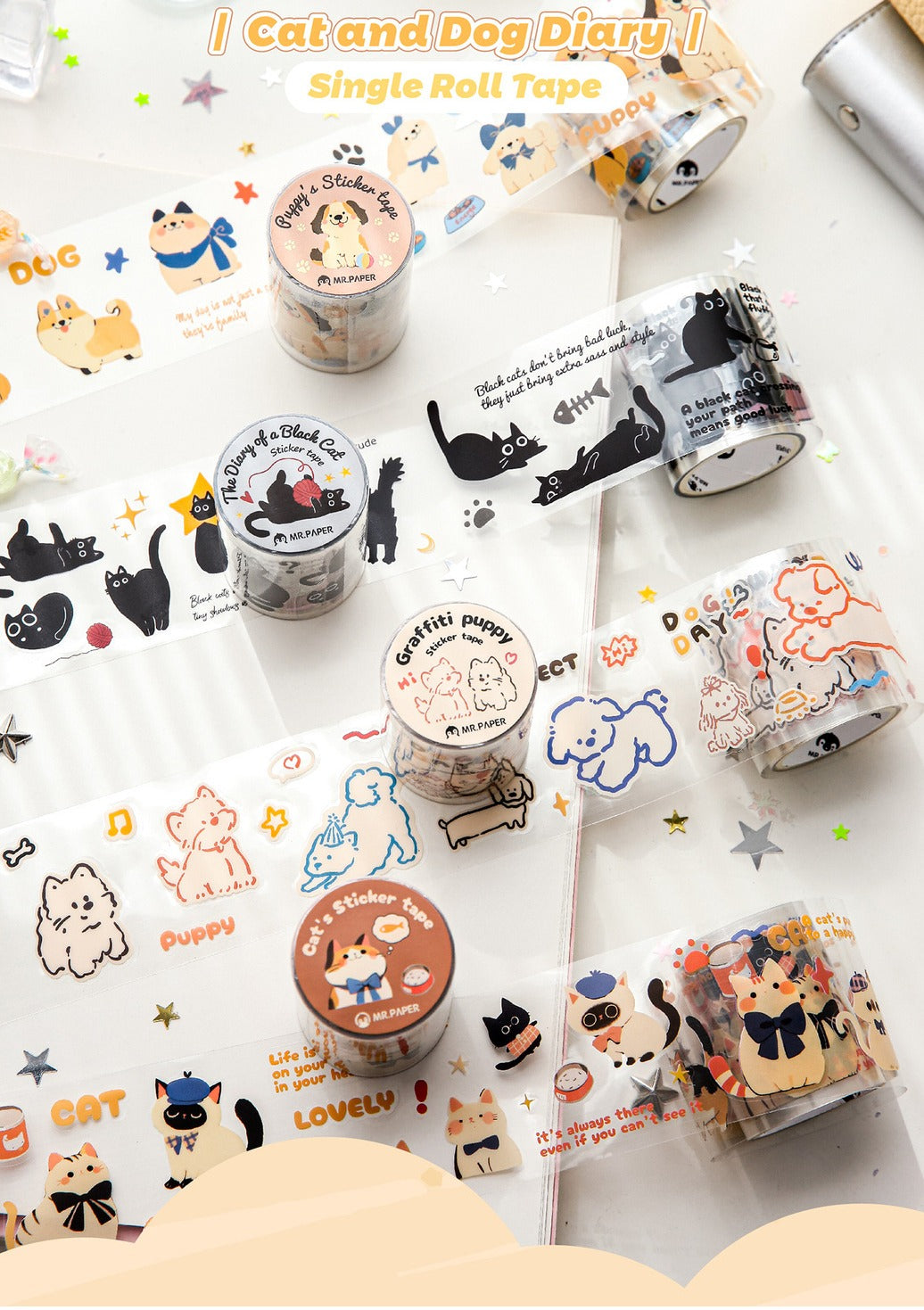 Kawaii Cat Washi Tape - Cat's Imagination Animal Theme