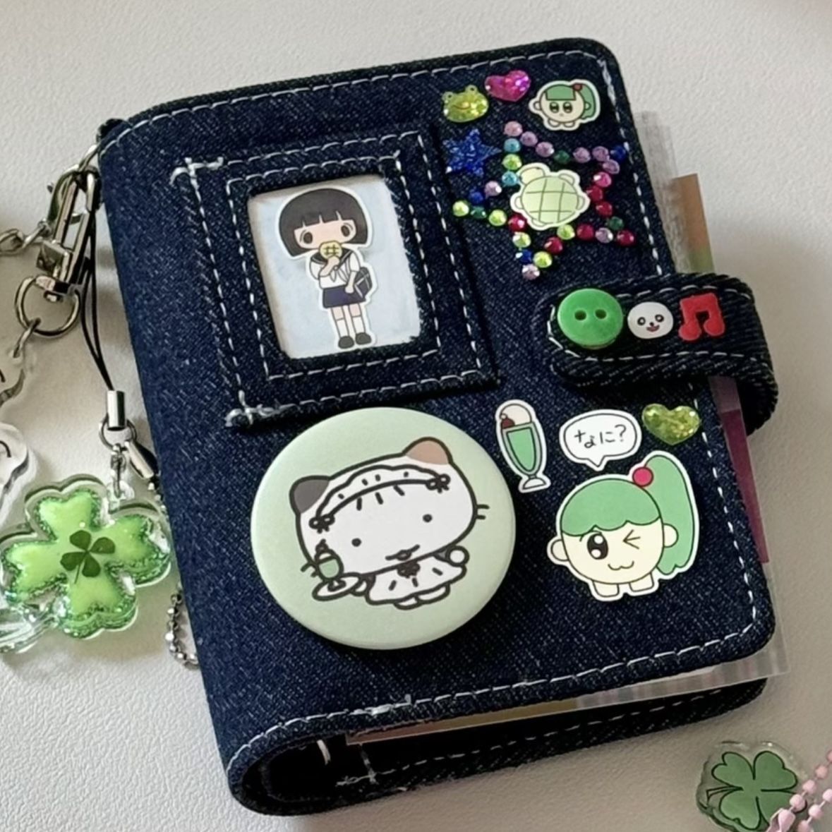 Retro Dark Denim Loose-Leaf Journal - M5 Kawaii Pocket Schedule Portable Notebook