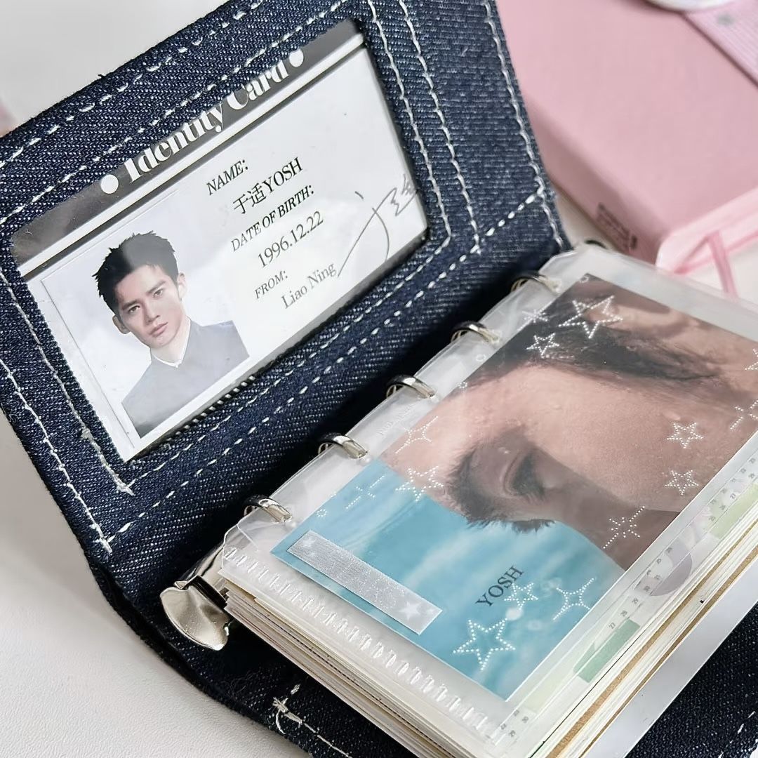 Retro Dark Denim Loose-Leaf Journal - M5 Kawaii Pocket Schedule Portable Notebook