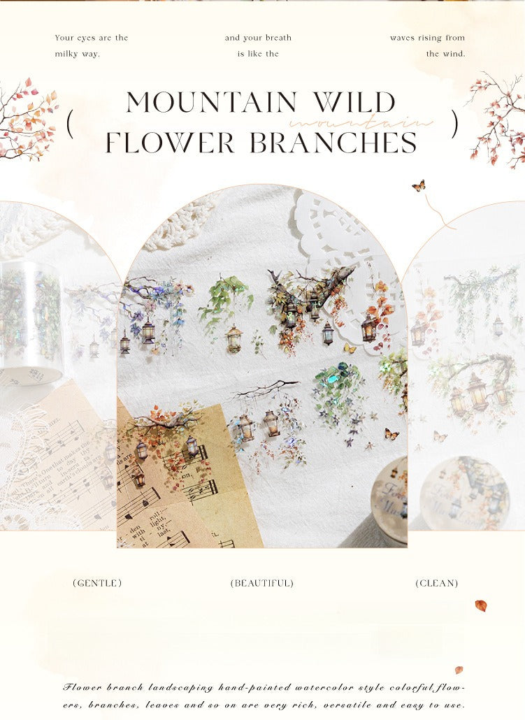 Retro Floral Plant Washi Tape - Forest Masthead Design