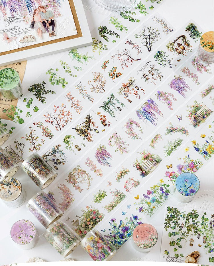 Retro Floral Plant Washi Tape - Forest Masthead Design
