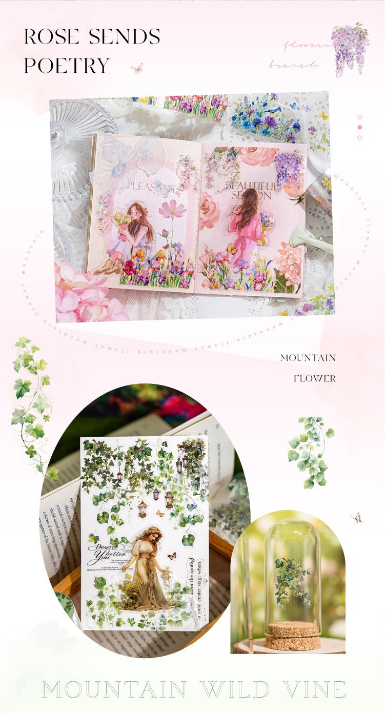 Retro Floral Plant Washi Tape - Forest Masthead Design