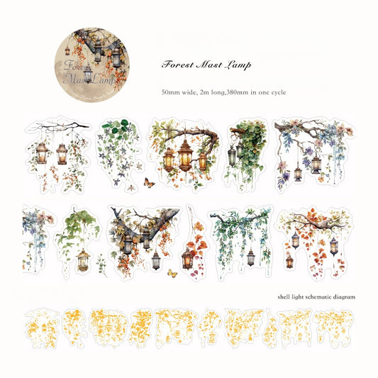 Retro Floral Plant Washi Tape - Forest Masthead Design