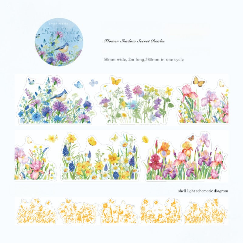 Retro Floral Plant Washi Tape - Forest Masthead Design