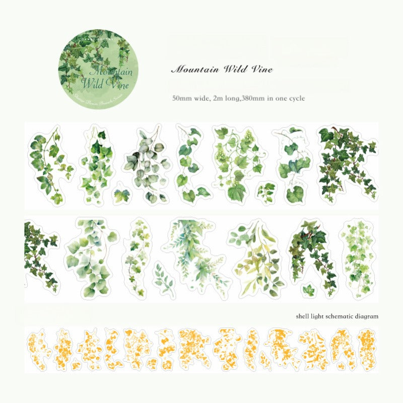 Retro Floral Plant Washi Tape - Forest Masthead Design