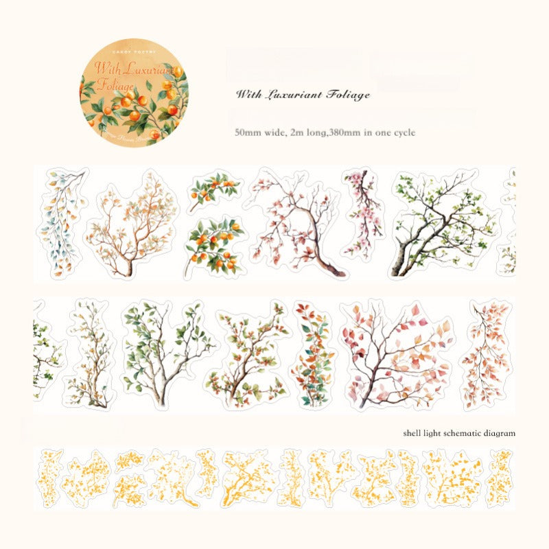 Retro Floral Plant Washi Tape - Forest Masthead Design