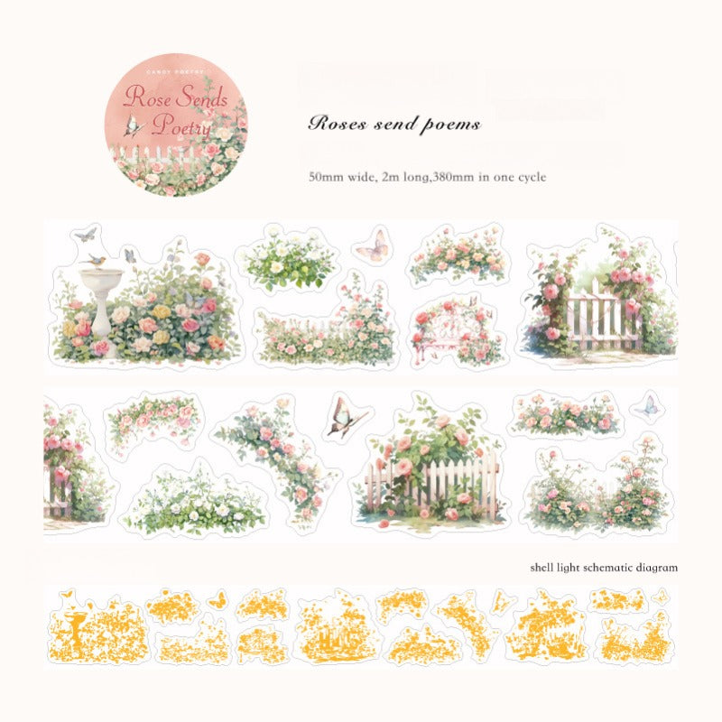 Retro Floral Plant Washi Tape - Forest Masthead Design