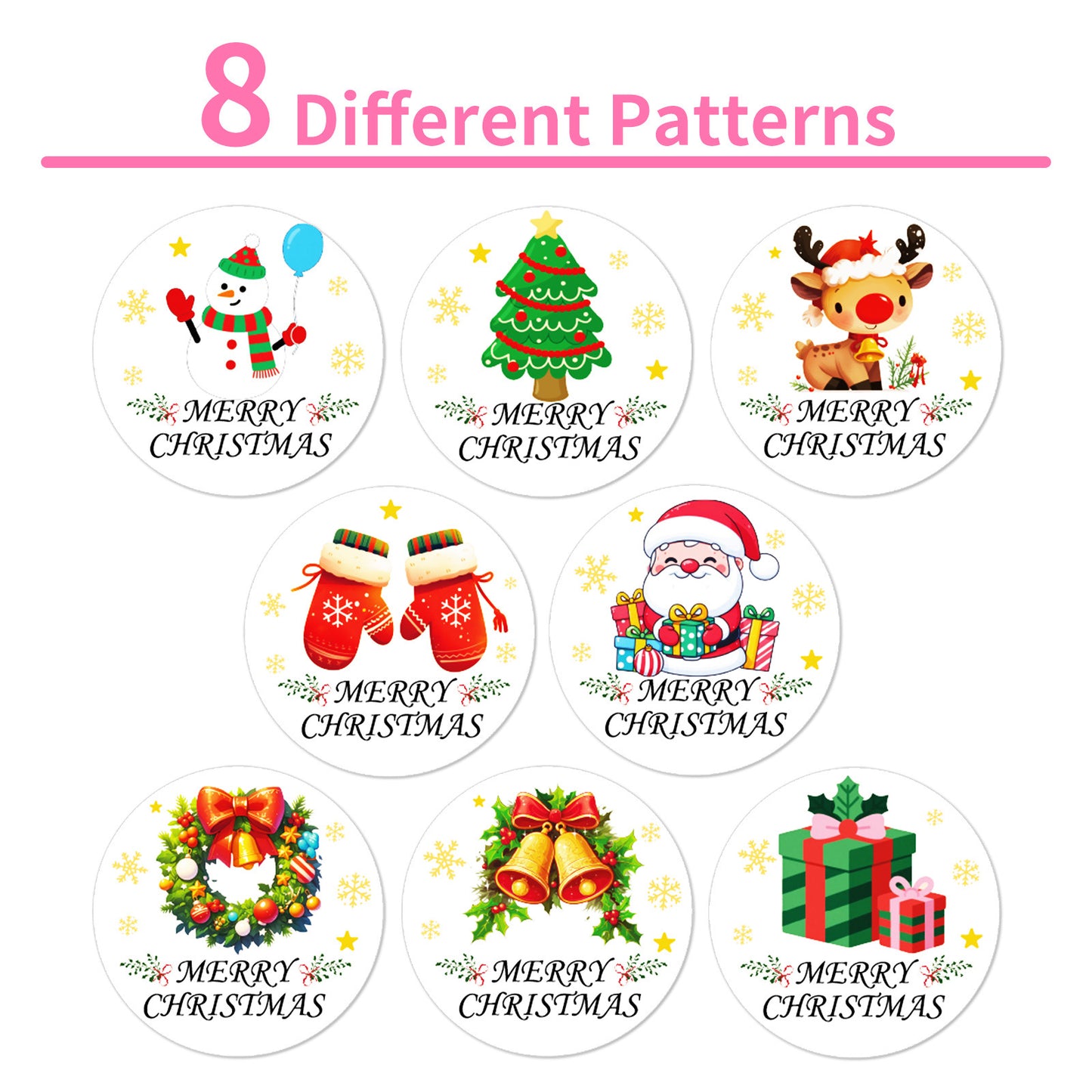 Christmas Stickers Roll 500 Pieces - Festive Round Dot Stickers for Journaling