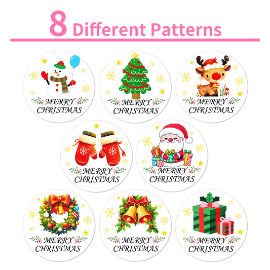 Christmas Stickers Roll 500 Pieces - Festive Round Dot Stickers for Journaling