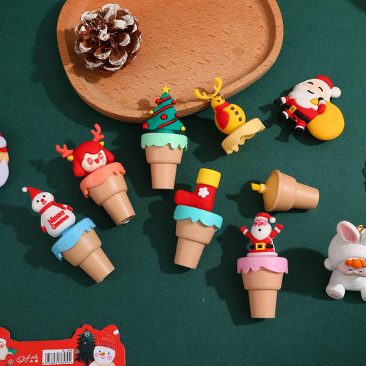 Mini Christmas Sweet Cone Highlighters - Kawaii 3D Character Fluorescent Pens