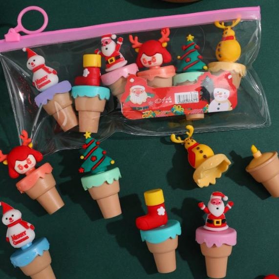 Mini Christmas Sweet Cone Highlighters - Kawaii 3D Character Fluorescent Pens