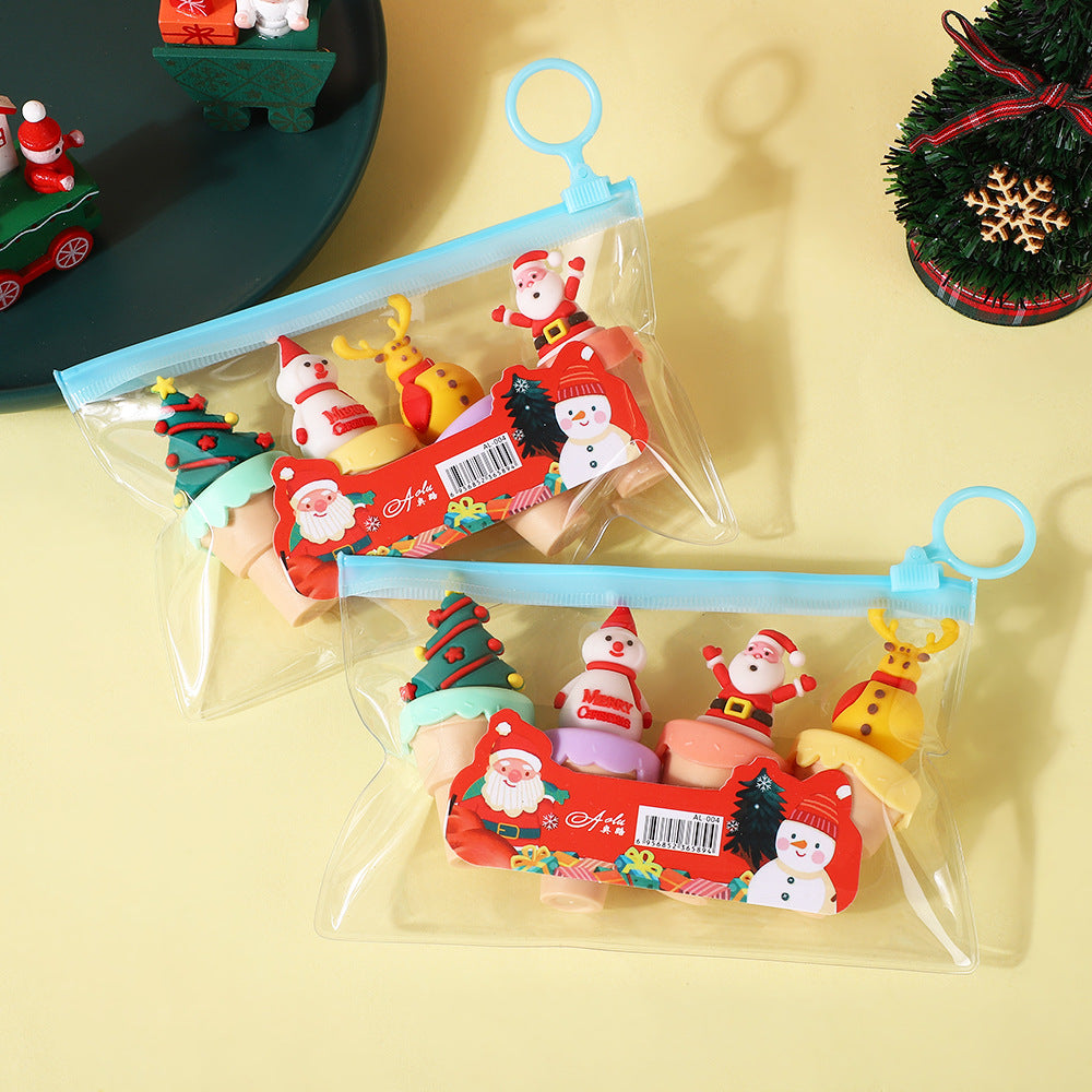 Mini Christmas Sweet Cone Highlighters - Kawaii 3D Character Fluorescent Pens