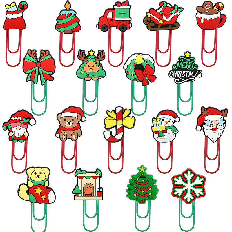 Christmas Paper Clips - Large Kawaii Holiday Bookmarks Snowflake Santa