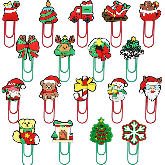 Christmas Paper Clips - Large Kawaii Holiday Bookmarks Snowflake Santa