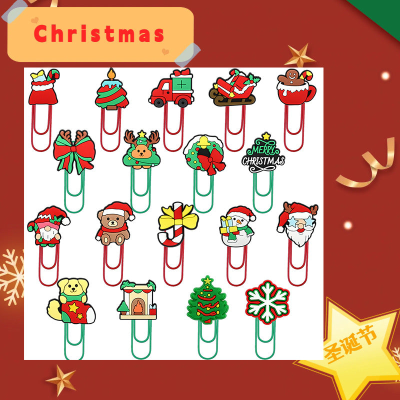 Christmas Paper Clips - Large Kawaii Holiday Bookmarks Snowflake Santa