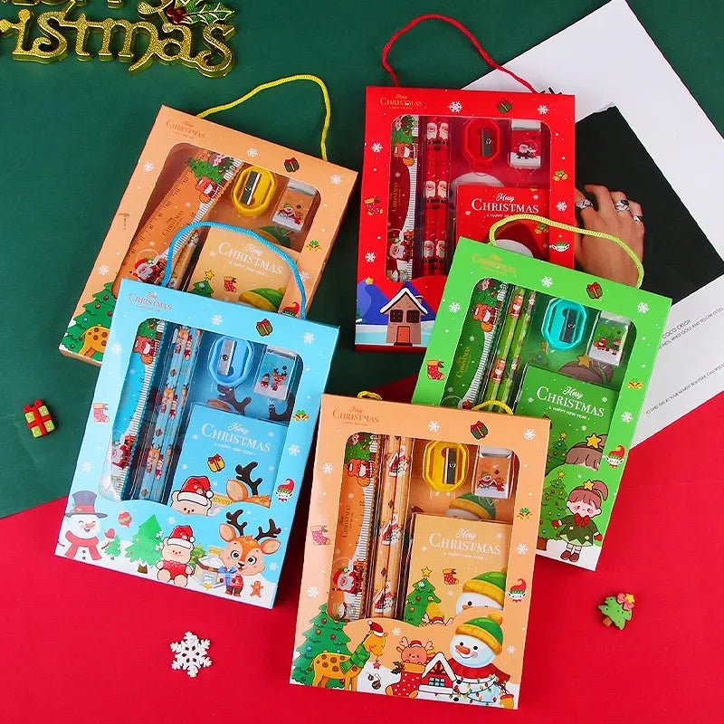 Christmas Stationery Gift Box Set 6 Pieces - Kawaii Holiday School Supplies