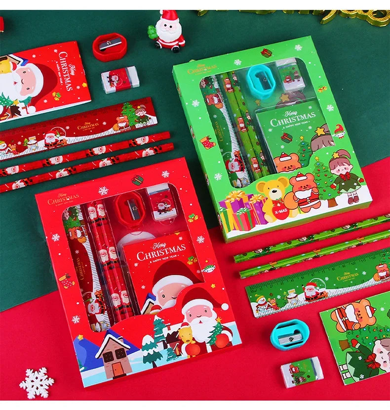 Christmas Stationery Gift Box Set 6 Pieces - Kawaii Holiday School Supplies