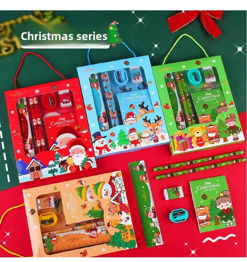 Christmas Stationery Gift Box Set 6 Pieces - Kawaii Holiday School Supplies