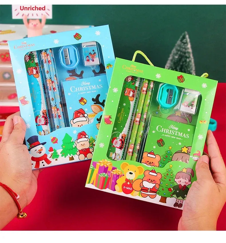 Christmas Stationery Gift Box Set 6 Pieces - Kawaii Holiday School Supplies