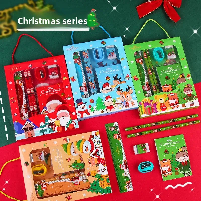 Christmas Stationery Gift Box Set 6 Pieces - Kawaii Holiday School Supplies
