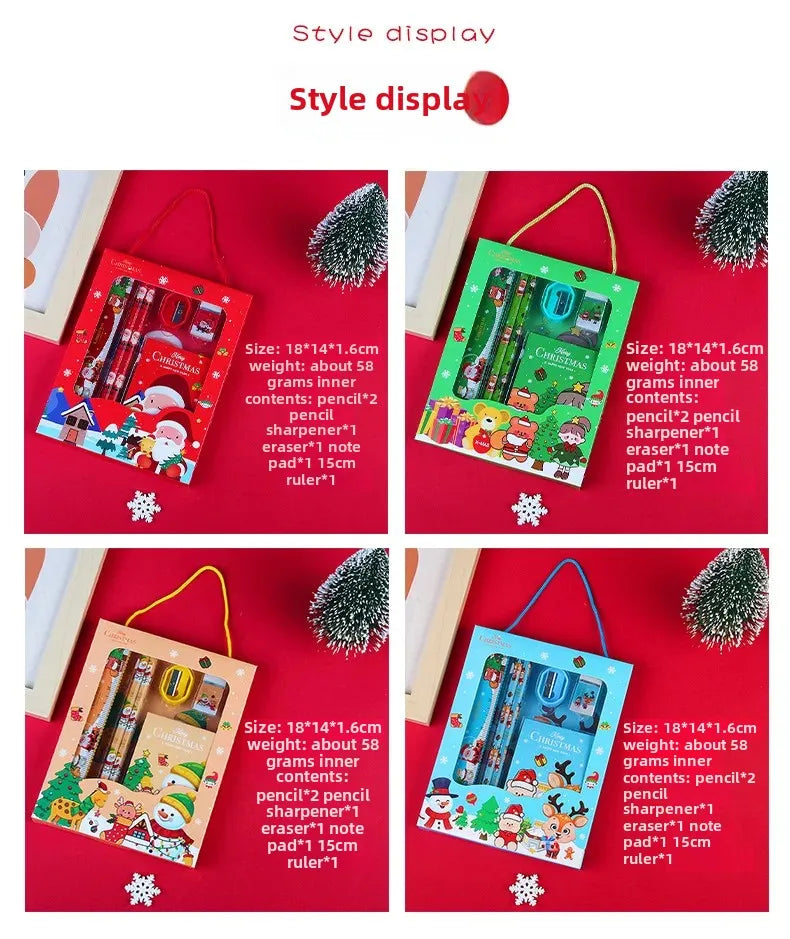 Christmas Stationery Gift Box Set 6 Pieces - Kawaii Holiday School Supplies