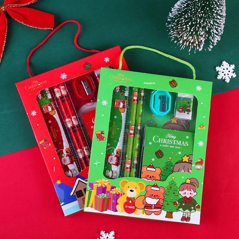 Christmas Stationery Gift Box Set 6 Pieces - Kawaii Holiday School Supplies