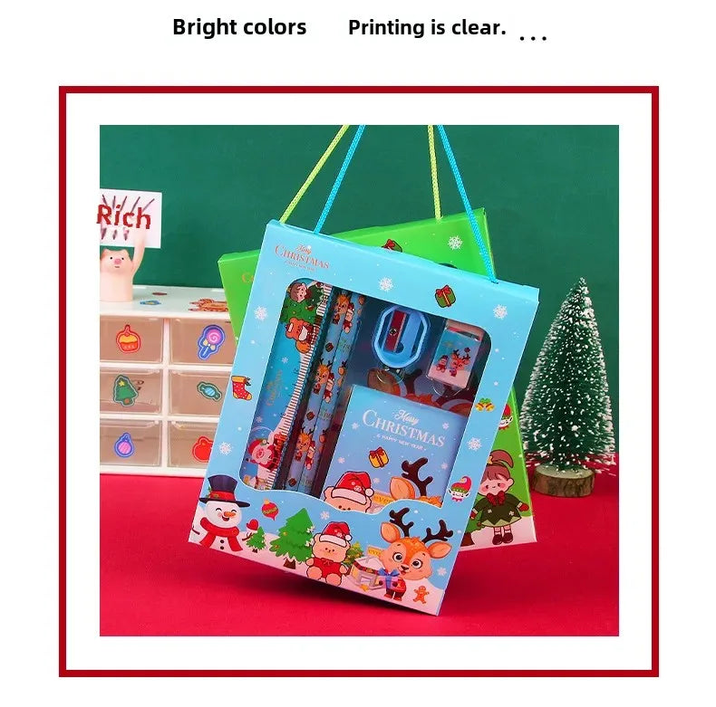 Christmas Stationery Gift Box Set 6 Pieces - Kawaii Holiday School Supplies