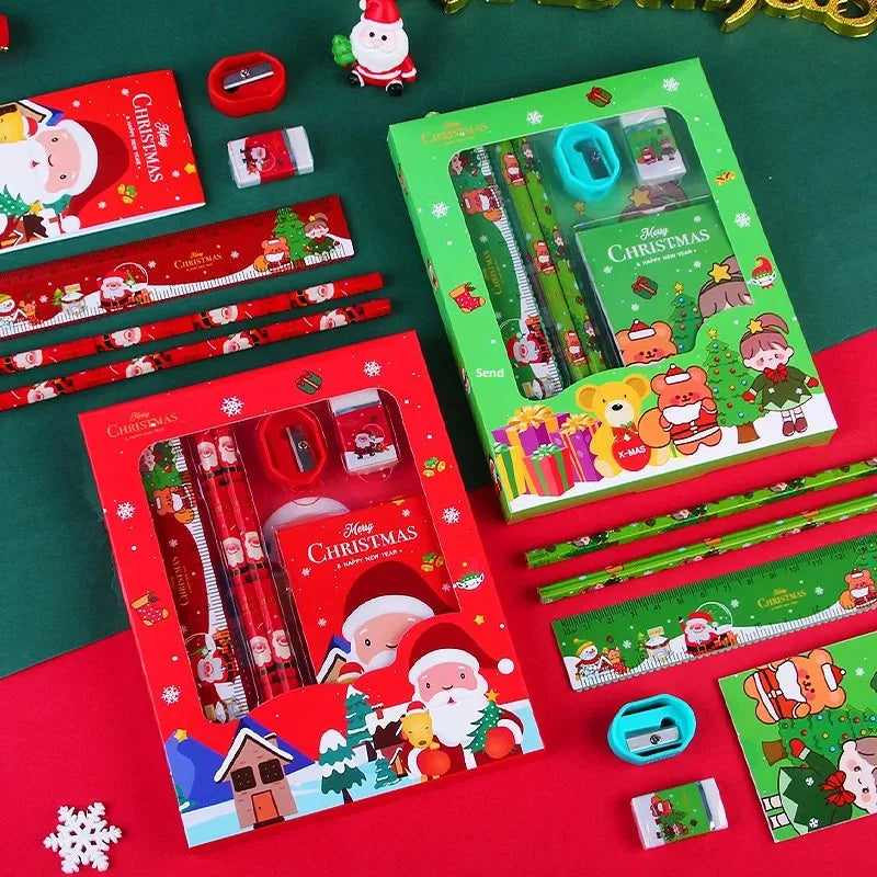 Christmas Stationery Gift Box Set 6 Pieces - Kawaii Holiday School Supplies