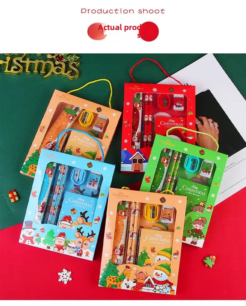 Christmas Stationery Gift Box Set 6 Pieces - Kawaii Holiday School Supplies
