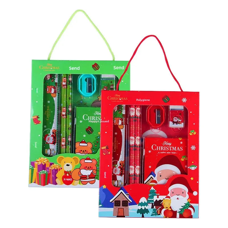Christmas Stationery Gift Box Set 6 Pieces - Kawaii Holiday School Supplies