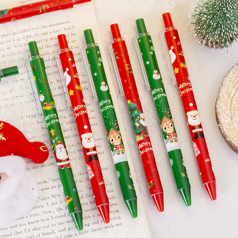 Christmas Clickable Ballpoint Pen - Kawaii Santa Holiday Pen Red Green