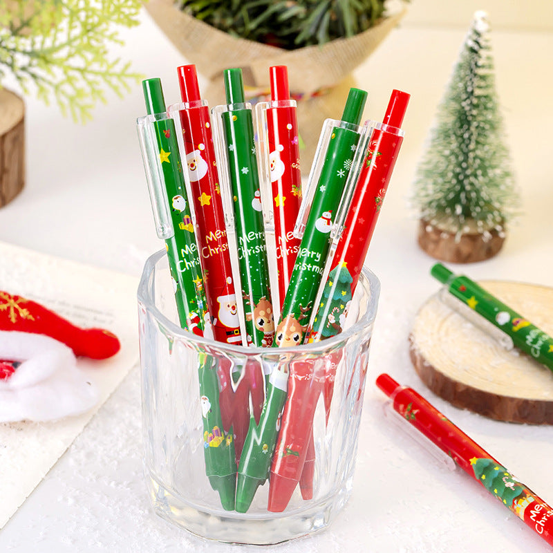 Christmas Clickable Ballpoint Pen - Kawaii Santa Holiday Pen Red Green