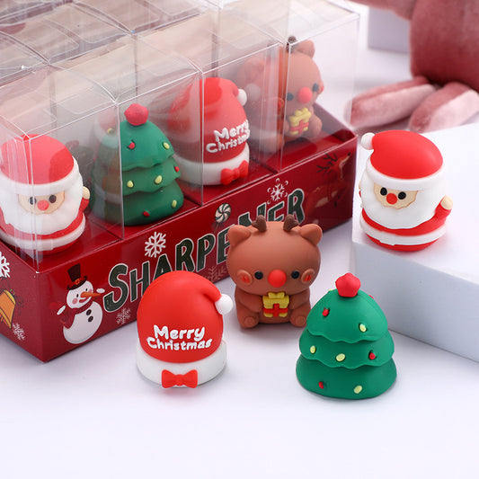 Kawaii Christmas Pencil Sharpener - Cute Santa Reindeer Tree Manual Sharpener