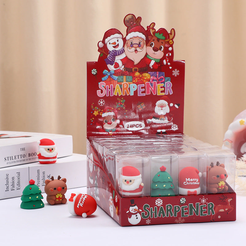 Kawaii Christmas Pencil Sharpener - Cute Santa Reindeer Tree Manual Sharpener