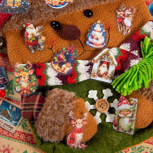 Retro Christmas Sticker Pack 30 Sheets - Vintage Holiday Decorative PET Stickers