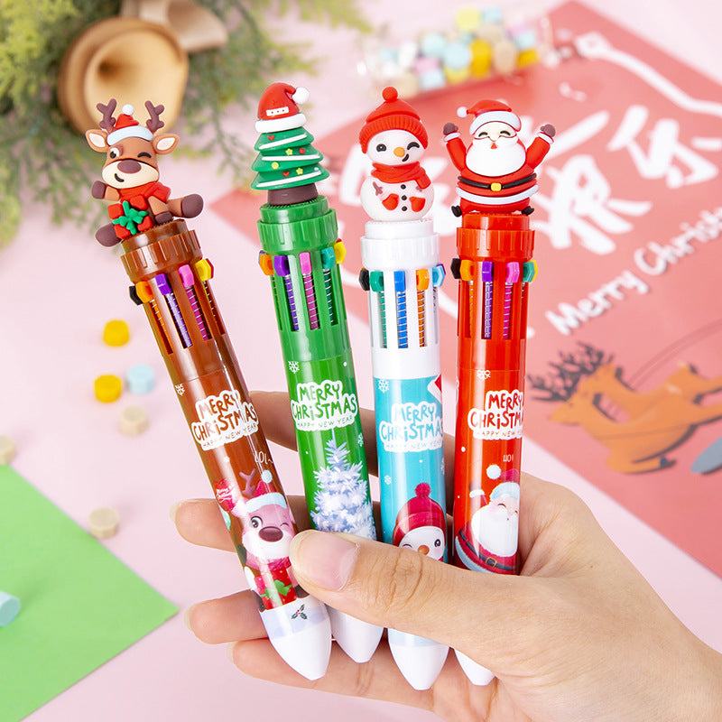 Santa 10-Color Ballpoint Pen - Kawaii Christmas Multi-Color Pen