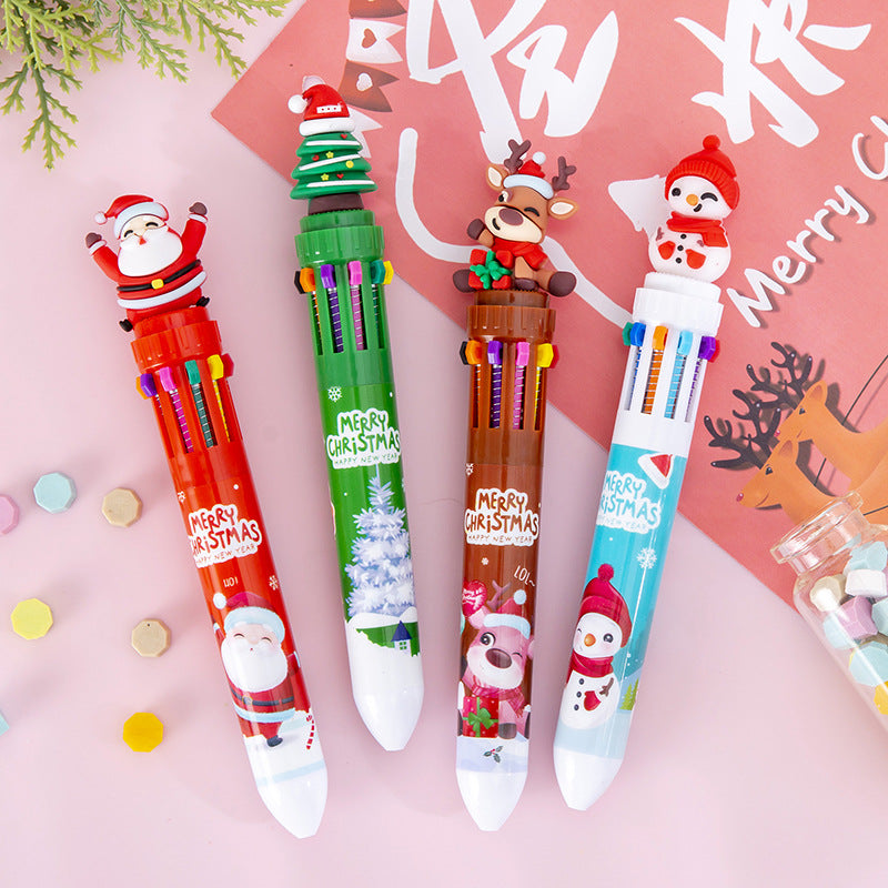 Santa 10-Color Ballpoint Pen - Kawaii Christmas Multi-Color Pen