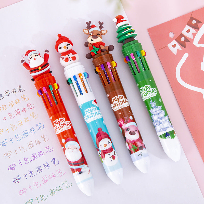 Santa 10-Color Ballpoint Pen - Kawaii Christmas Multi-Color Pen