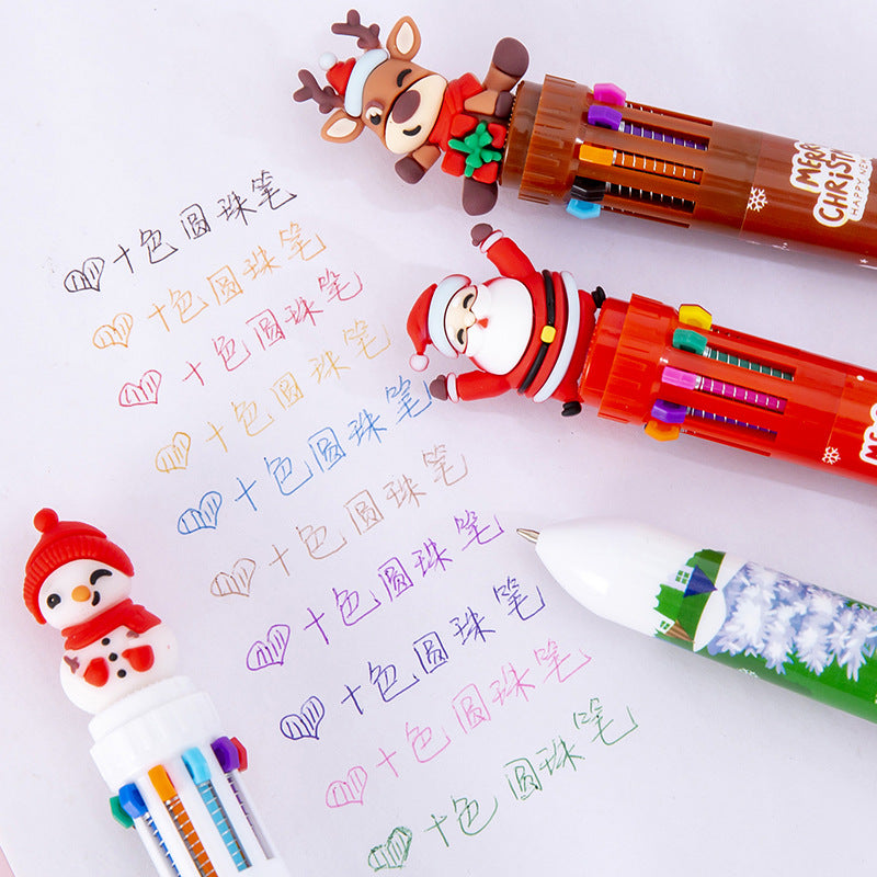 Santa 10-Color Ballpoint Pen - Kawaii Christmas Multi-Color Pen