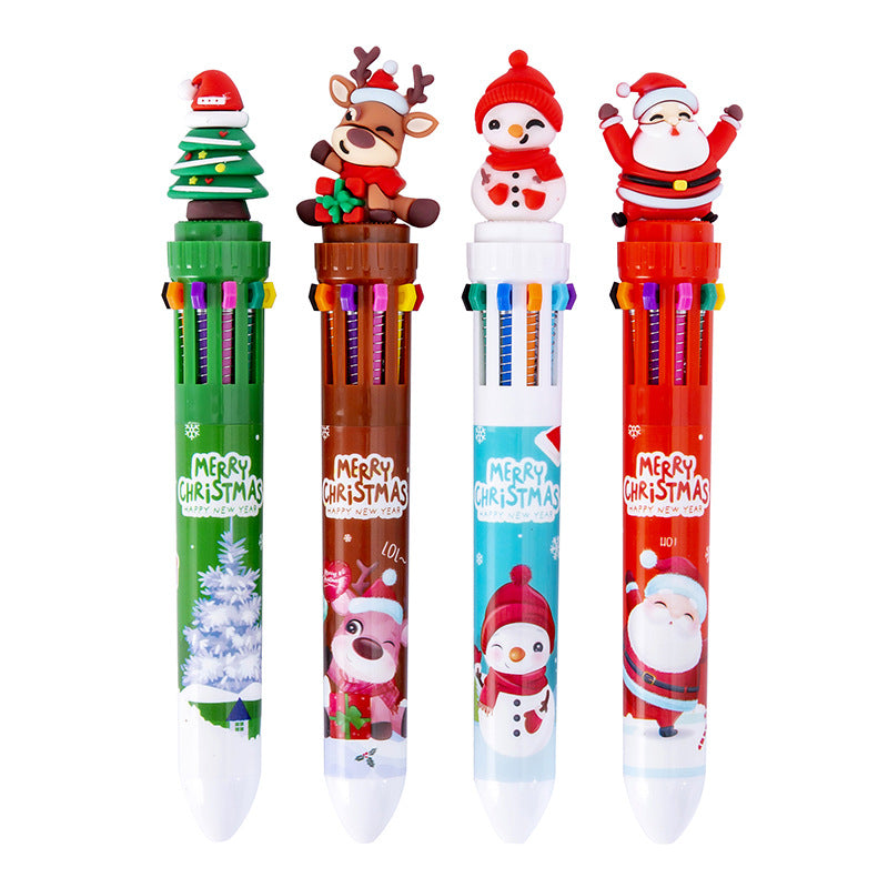 Santa 10-Color Ballpoint Pen - Kawaii Christmas Multi-Color Pen