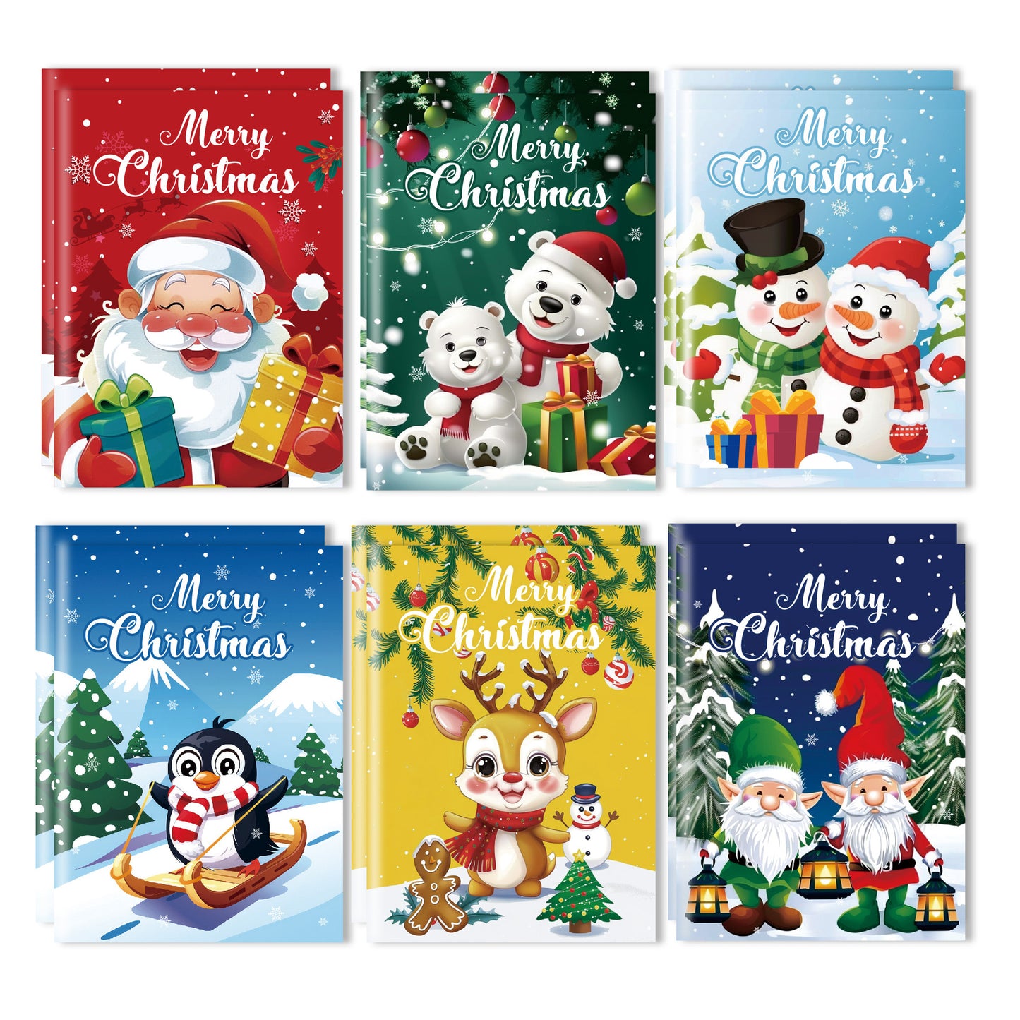 Christmas Coloring Book Set 6 Mini Books - Kawaii Holiday Activity Books