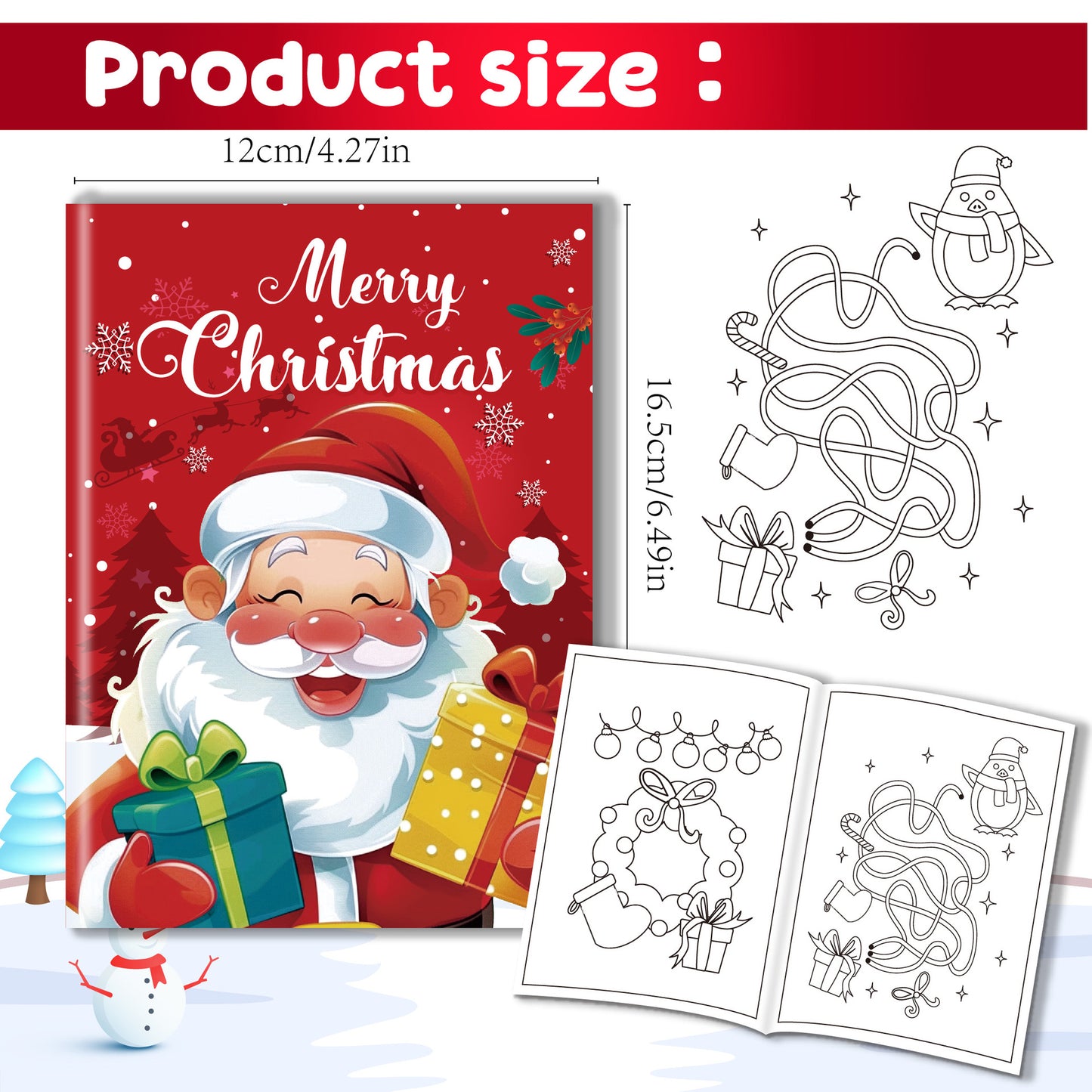 Christmas Coloring Book Set 6 Mini Books - Kawaii Holiday Activity Books