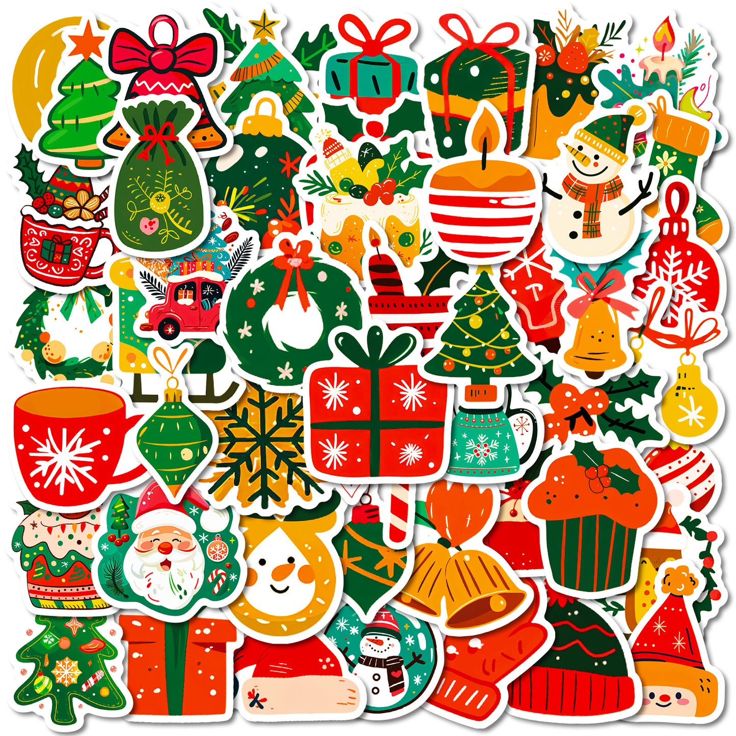 100-Piece Christmas Sticker Pack - High Aesthetic Bell Holiday Stickers DIY