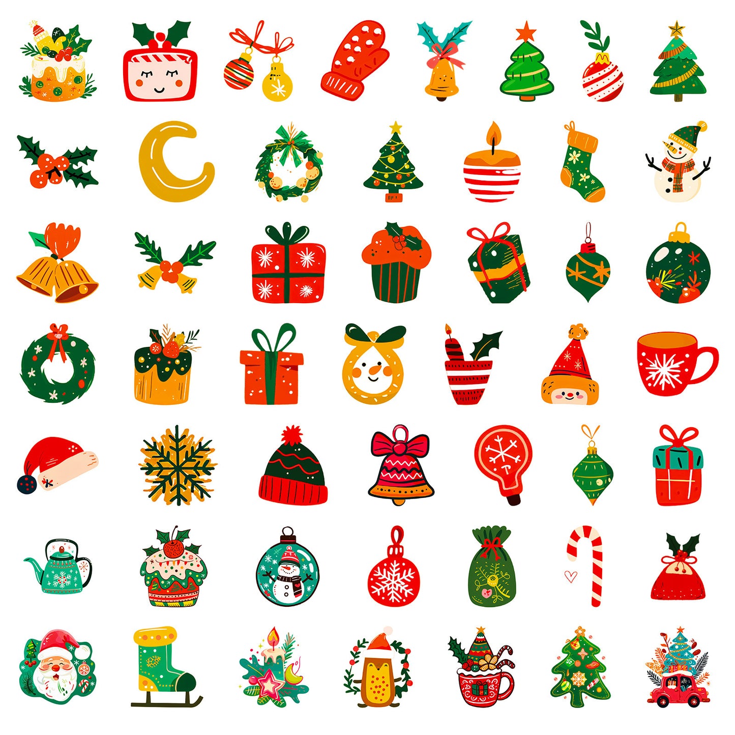 100-Piece Christmas Sticker Pack - High Aesthetic Bell Holiday Stickers DIY