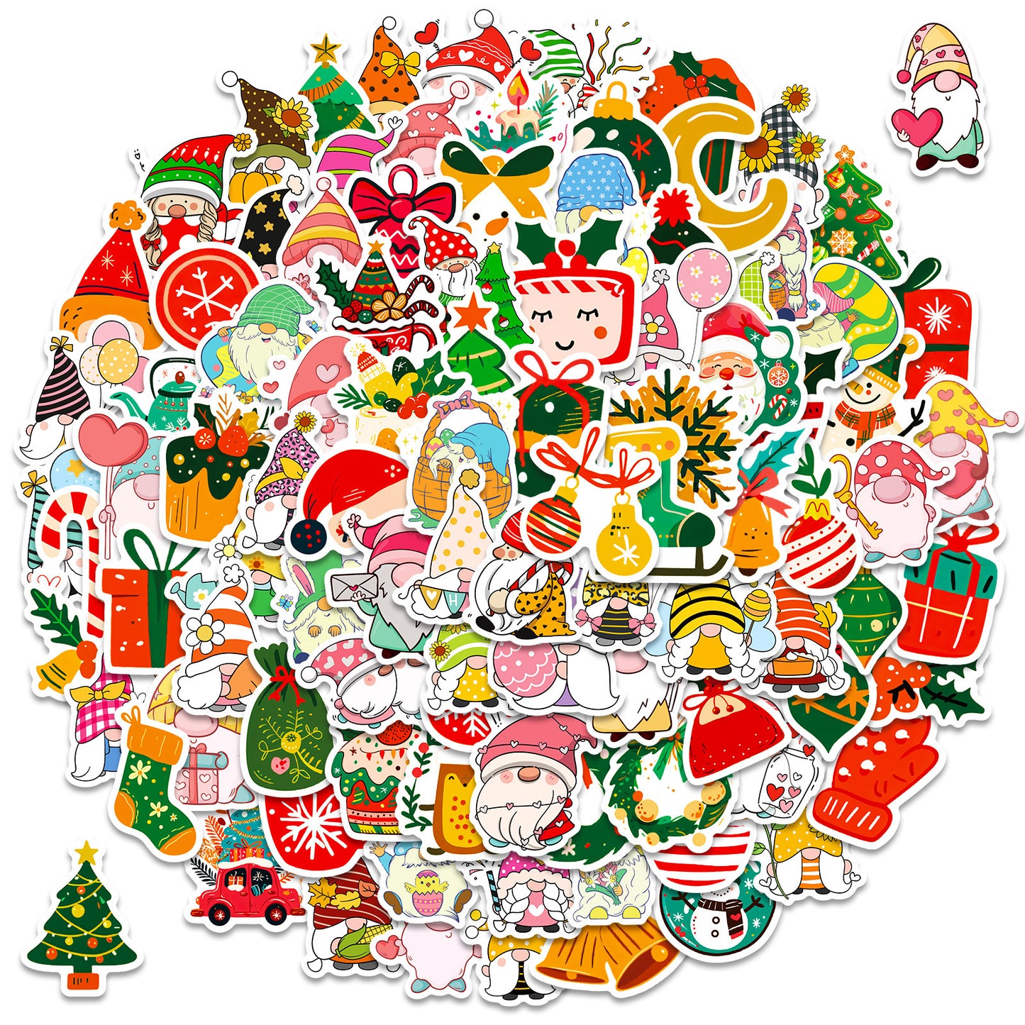 100-Piece Christmas Sticker Pack - High Aesthetic Bell Holiday Stickers DIY